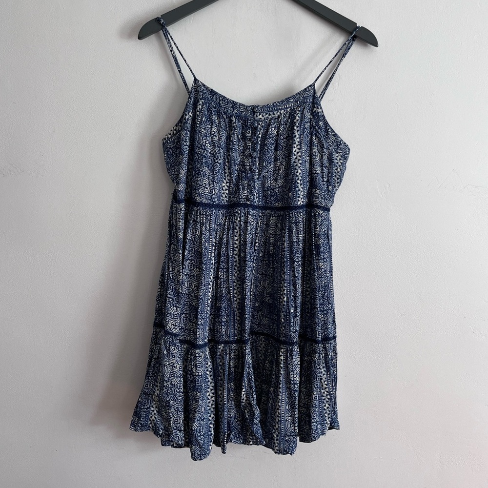 UO Urban Outfitters Baby Doll Mini Dress Womens Small Honey Tiered Frock Blue